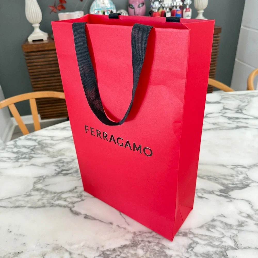 Authentic Ferragamo, Red Shopping Bag 10.5